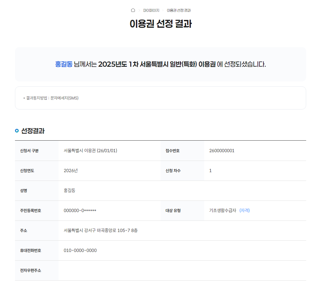 평생교육이용권 선정결과 - 선정결과, 신청정보, 준수사항 안내 확인 동의서 캡처 이미지 내용